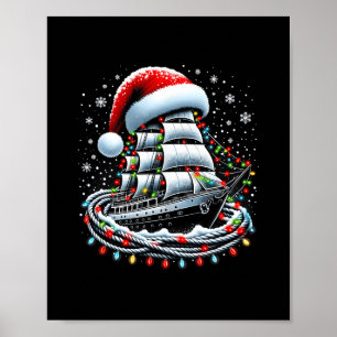 Póster Barco de crucero de vela de navegación de Navidad