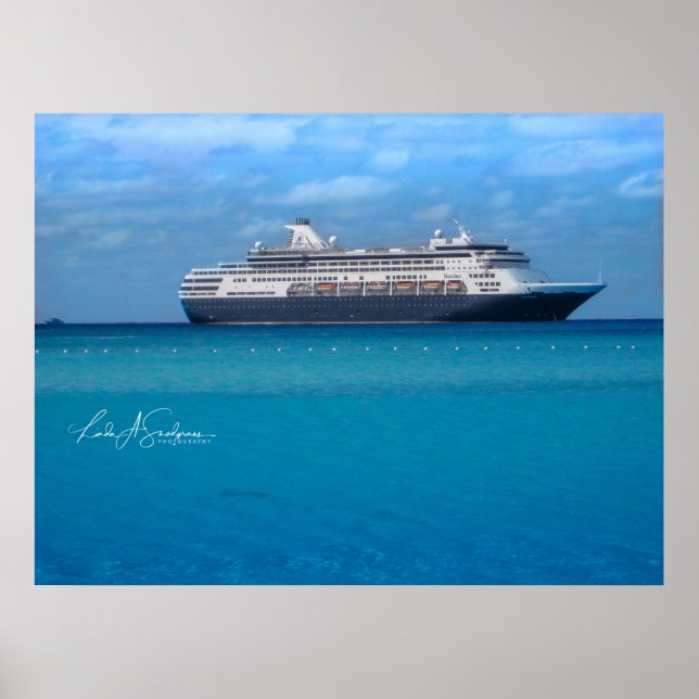 Póster Barco de crucero en el Caribe (Frente)