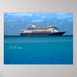 Póster Barco de cruceros en el Caribe