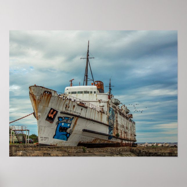 Póster Barco de Delapixado Abandonado con Poster de graff (Frente)