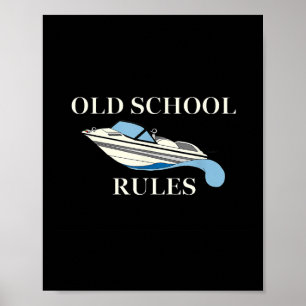 Póster Barco de esquí acuático Lake Lover Reglas antiguas