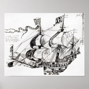 Póster Barco de Jacques Cartier, "Rarete Indes"