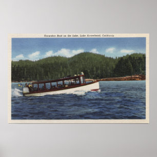 Póster Barco de la excursión en el lago
