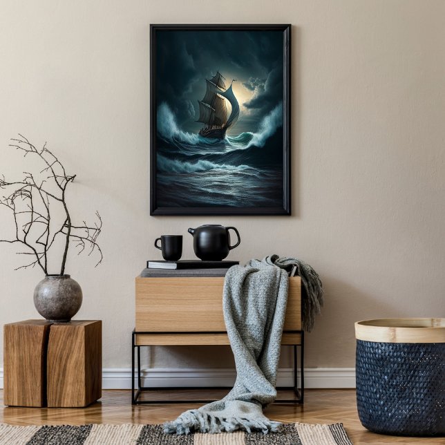 Póster Barco de madera navegando en los mares duros (Subido por el creador)