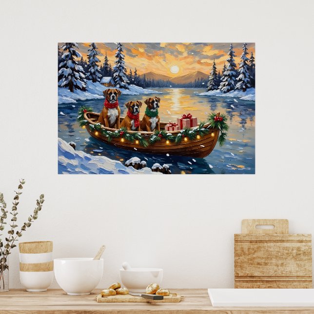 Póster Barco de Navidad de Boxer Fiesta (Cocina)
