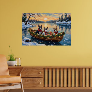 Póster Barco de Navidad de Bull Terrier Festejo