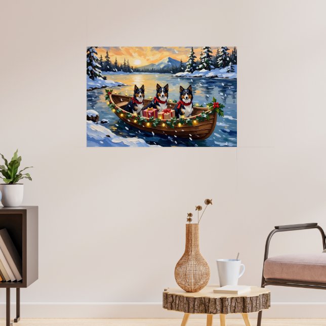 Póster Barco de Navidad de Collie Áspero Fiesta (Salón 3)