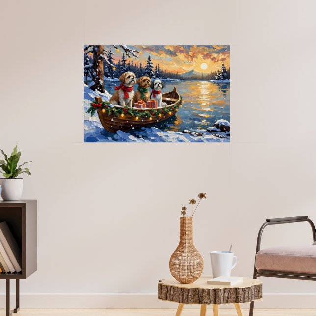 Póster Barco de Navidad de Shih Tzu Fiesta (Salón 3)