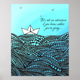 Póster Barco de papel con lápiz | aula de motivación