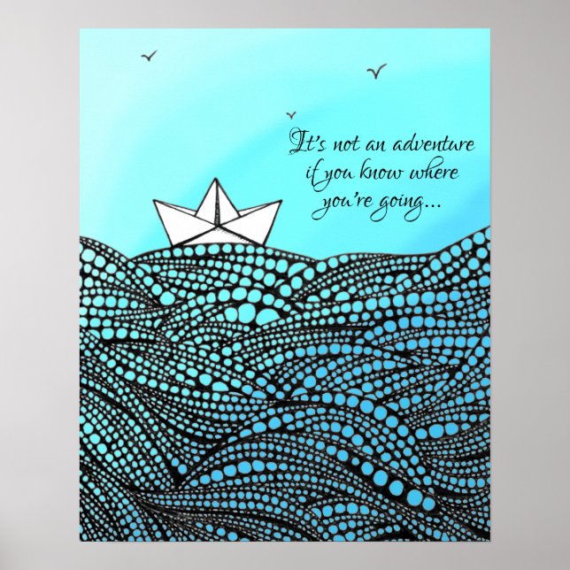 Póster Barco de papel con lápiz | aula de motivación (Frente)