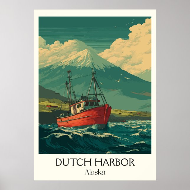 Póster Barco de Pesca Dutch Harbor Alaska (Frente)