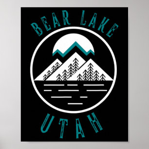 Póster Barco de pesca en el lago Bear Utah montaña esquí 