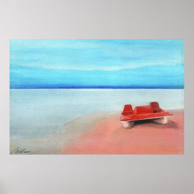 Póster Barco de remo en arenas rosas (Frente)