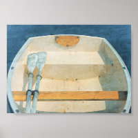 Barco de remos y bote amarillo y azul