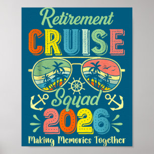 Póster Barco de retiro vintage Squad 2026 Crucero Jubilad