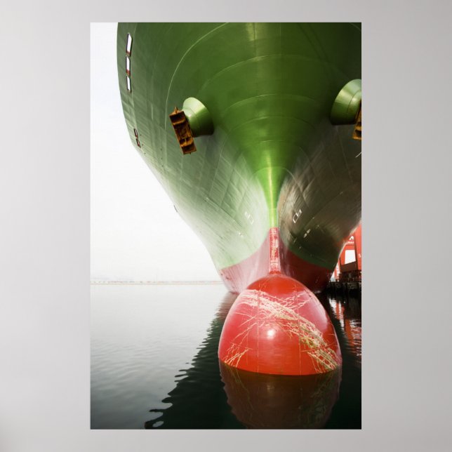Póster Barco De Un Barco De Carga Rojo Y Verde |Larga Pla (Frente)