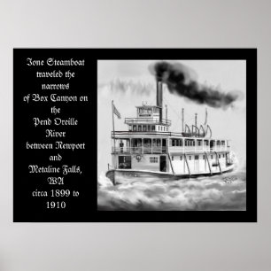 Póster Barco de vapor de Ione circa las ilustraciones