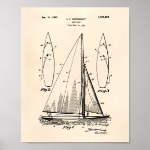 Póster Barco de vela 1927 Patent Art Old Peper