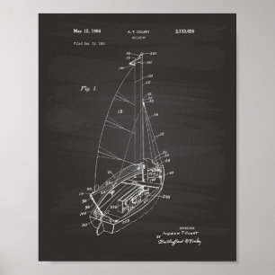 Póster Barco de vela 1964 Patent Art Chalkboard
