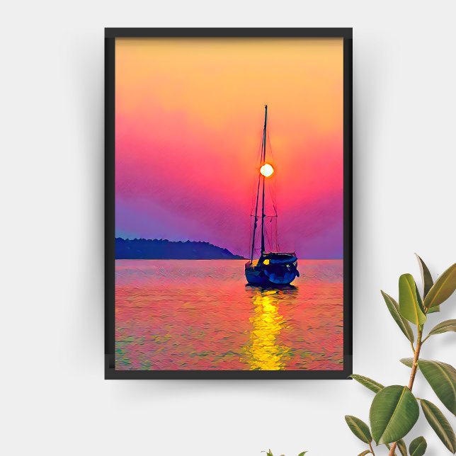 Póster Barco de vela al atardecer en el mar (Subido por el creador)