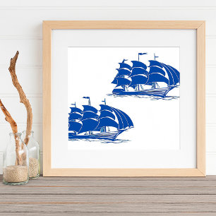Póster Barco de Vela Antiguo Clipper Oceánico Náutico