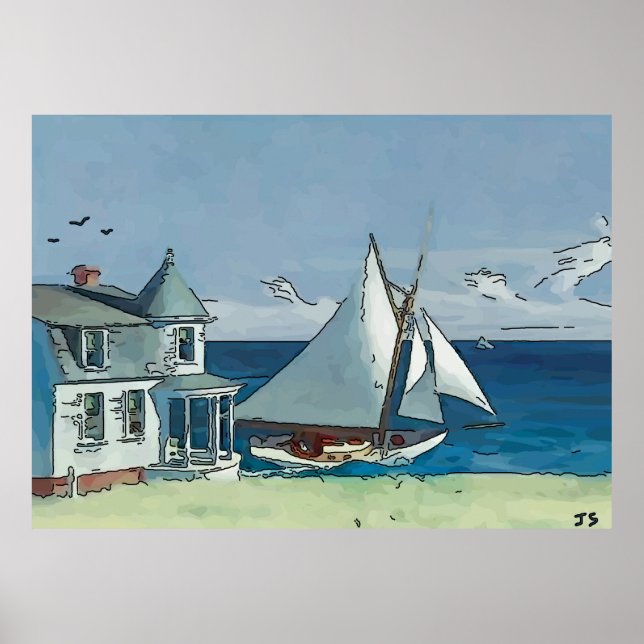 Póster Barco de vela de Cape May (Frente)