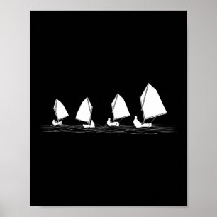Póster Barco de vela Dinghy Láser Optimista Carreras de v
