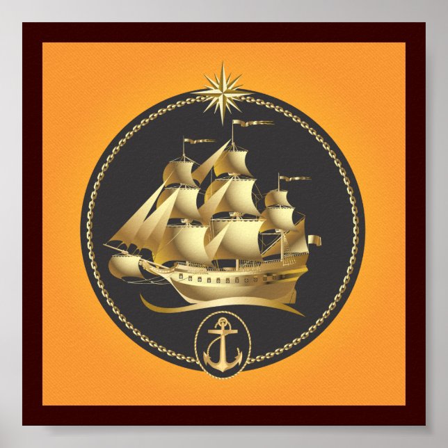 Póster Barco de vela dorada.ai (Frente)