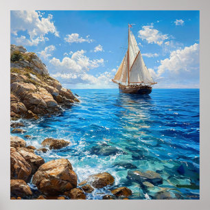 Póster Barco de vela en el mar