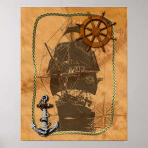 Póster Barco de vela histórico
