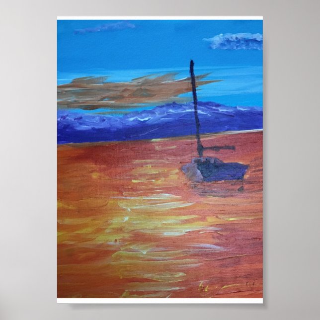Póster Barco de vela iluminado por el sol (Frente)