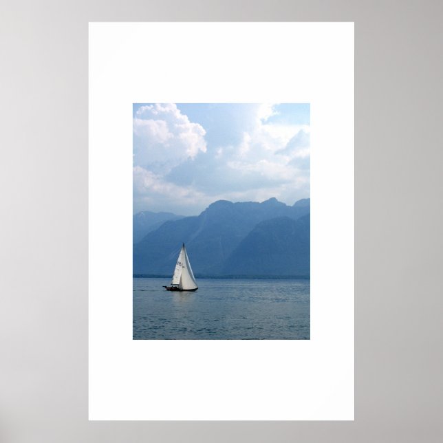Póster Barco de vela, Lago Ginebra, Suiza (Frente)