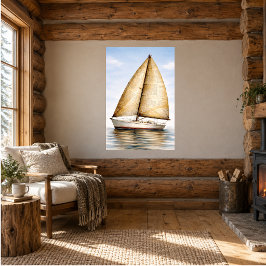 Póster Barco de Vela Náutico Antiguo