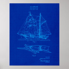Póster Barco de vela número 2 Patente Tema de la costa Ar