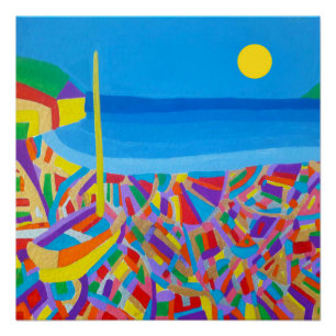 Póster Barco de vela por la pintura marina-acrílica