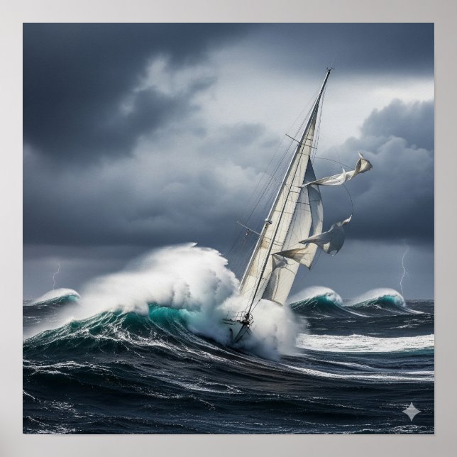 Póster Barco de vela tossed (Frente)