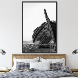 Póster Barco de vela tradicional del río Tajo quemado y n