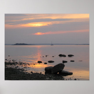 Póster Barco del atardecer