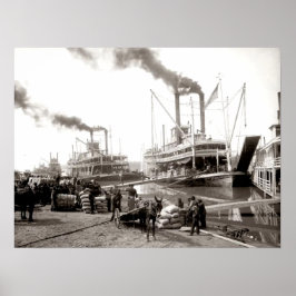 Póster Barco del río Delta Queen al que se carga Nueva Or