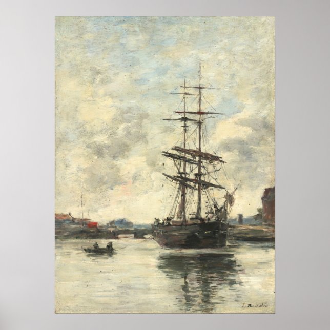 Póster Barco en el Bella Artes Touque - Eugène Boudin (Frente)