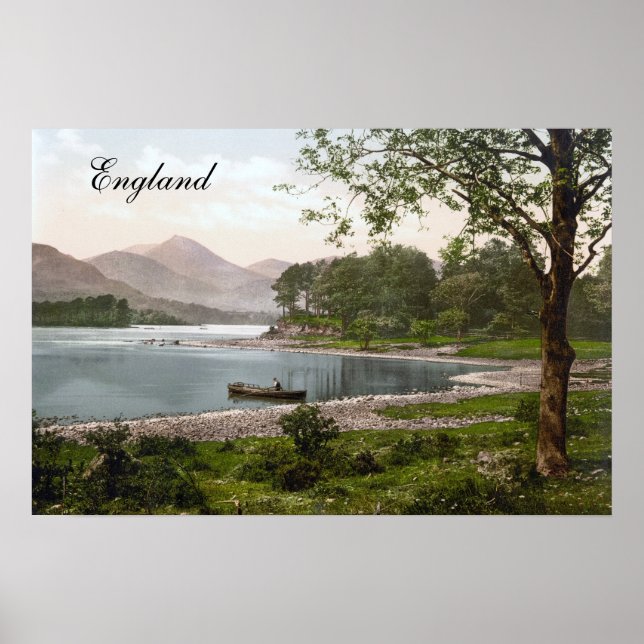 Póster Barco en el distrito del lago, Inglaterra (1900) (Frente)