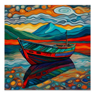 Póster Barco en Fiordo 2