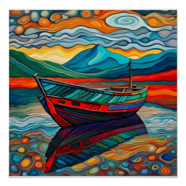 Póster Barco en Fiordo 2 (Anverso)