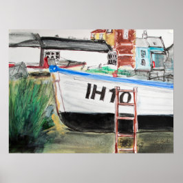 Póster Barco en la costa de Aldeburgh Beach
