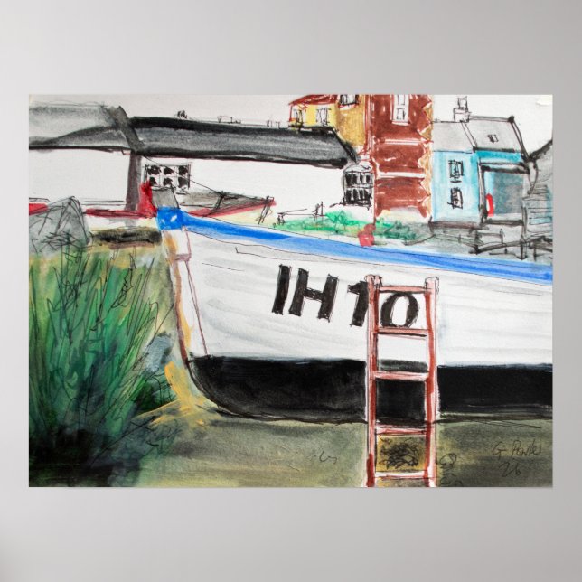 Póster Barco en la costa de Aldeburgh Beach (Frente)