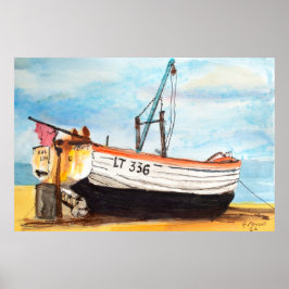 Póster Barco en la playa de Aldeburgh – Costa en acuarela