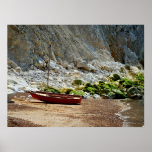 Póster Barco en la playa en Alum Bay