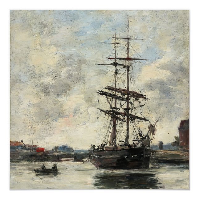 Póster Barco en Touques Eugene Boudin (francés, 1824-189) (Anverso)