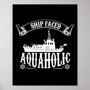 Póster Barco Enfrentó Aquahólico Divertido Embarque 