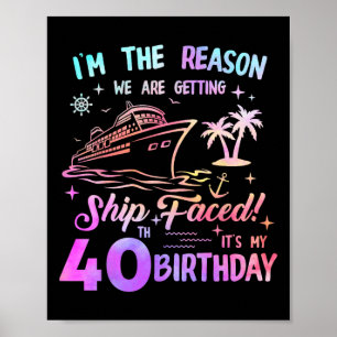 Póster Barco enfrentó crucero de cumpleaños número 40 Cru